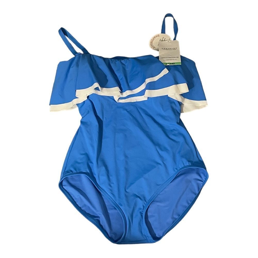 AZURE Ruffle Bandeau Bra Sized One Piece Swimsuit KEEPSAKE - Picture 7 of 13